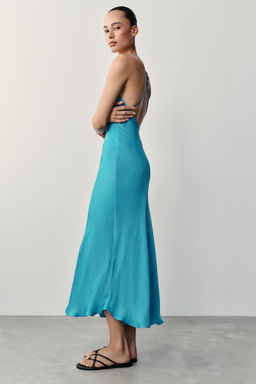 VESTIDO SATINADO ABALORIOS ESPALDA / Turquesa - Zara фото 4