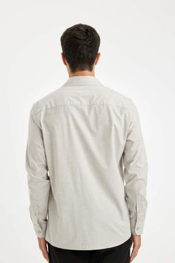 Рубашка из поплина с длинными рукавами и воротником-поло Modern Fit - Defacto фото 5