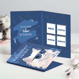 Открытка 4 шоколадки "Идеальному на все 100%" (кот)