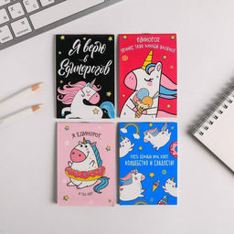 Цена за 32 шт. Блокнот А7, 16 листов Единороги, МИКС