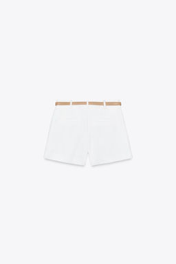 DARTED BERMUDA SHORTS WITH BELT