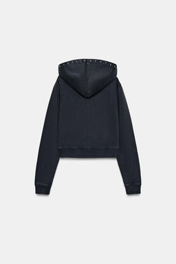 SUDADERA FELPA EFECTO LAVADO TACHAS / Carb?n - Zara фото 8