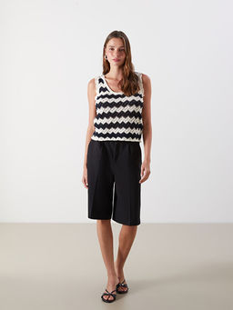 U Yaka Desenli Kad?n Triko S?veter