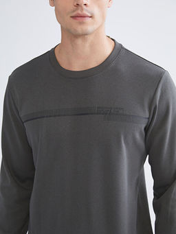 Bisiklet Yaka Bask?l? Erkek Sweatshirt