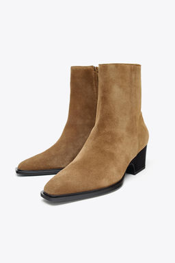 SPLIT SUEDE HEELED ANKLE BOOTS - Zara фото 2