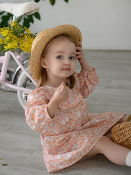 Платье из хлопкового поплина зайчики в цветах, розовый - Lesi kids фото 10