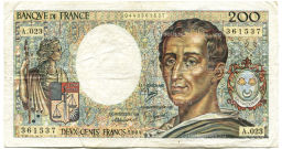 Банкнота 200 франков 1984 года Франция