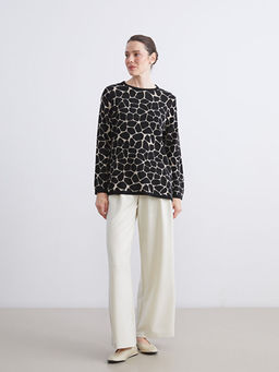 Bisiklet Yaka Desenli Kad?n Triko Kazak