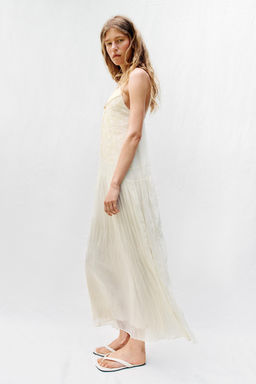 VESTIDO LENCERO BORDADOS / Crudo - Zara фото 4