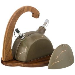 НАБОР ДЛЯ СПЕЦИЙ 4 ПР. НА ДЕРЕВЯННОЙ ПОДСТАВКЕ С РУЧКОЙ КОЛЛЕКЦИЯ ЗОЛОТОЙ МРАМОР ЦВЕТ: GRAY - Lefard фото 4