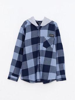 Kap??onlu Ekose Uzun Kollu Gabardin Erkek ?ocuk G?mlek