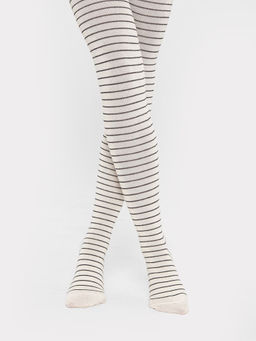 Цена за 3 пары! Колготки детские кремовые с рисунком в виде узких поперечных полосок - Mark formelle фото 2
