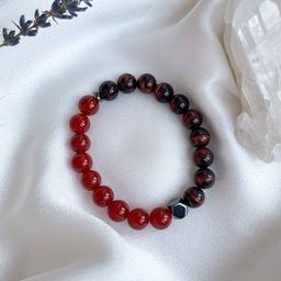 Браслет из Сердолика и Бычьего глаза 17,5 см