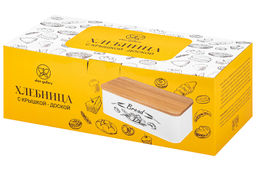 Хлебница 38*18*12,5 см BREAD с бамбуковой крышкой-доской, белая - Elan gallery фото 6