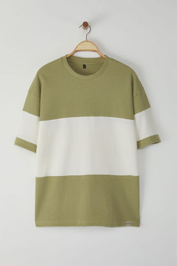 TRENDYOL MAN Mint Oversize/Genis Kesim Renk Bloklu Dokulu T-Shirt TMNSS25TS00065 - Trendyolmilla фото 5