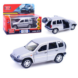 Машина металл LADA NIVA 12 см, (двери, багаж, серебристый) инерц, в коробке