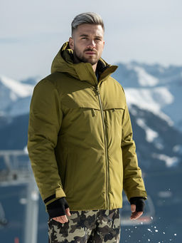 Горнолыжный костюм мужской зимний цвета хаки 02412Kh