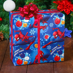 Цена за 10 шт. Бумага упаковочная глянцевая «С Новым Годом!», Человек-паук, 70×100 см