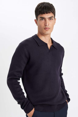 Standart Fit Normal Kesim Polo Yaka Triko Kazak - Defacto фото 5