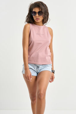 Топ трикотажный без рукавов из хлопка пыльный беж