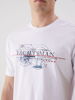 Bisiklet Yaka K?sa Kollu Bask?l? Penye Erkek Ti??rt