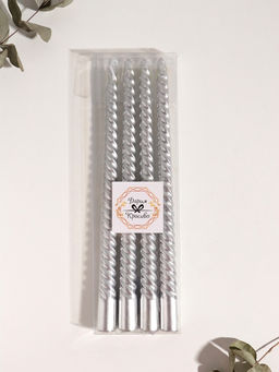 Набор свечей витых, 2.2×30 см, 4 шт., серебряный металлик