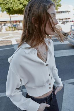 SHORT SHIRT WITH SHOULDER TABS - Zara фото 3