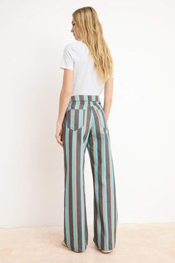 _ok Renkli D_K_ML_ _izgili Bask_l_ %100 Pamuk Y_ksek Bel Wide Leg Jeans TWOSS26JE00232 - Trendyolmilla фото 4