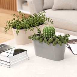 Горшок цветочный Лея 4л овальный двойной (с автополивом) (бежевый) М8590 - Альтернатива фото 9