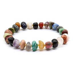Браслет из самоцветов галтовка 8-10мм Радуга камня