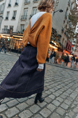 Z1975 MIDI DENIM WRAP SKIRT WITH BELT - Zara фото 4