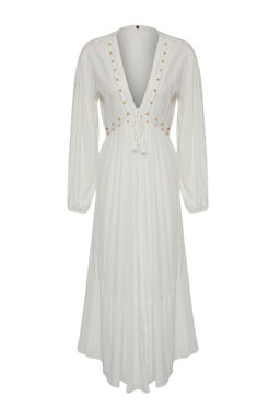 Ekru Maxi Dokuma Serit Aksesuarl? Baglama Detayl? Plaj Kimono&Kaftan TBESS25KM00011 - Trendyolmilla фото 7