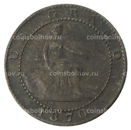 Монета 1 сентимо 1870 года Испания
