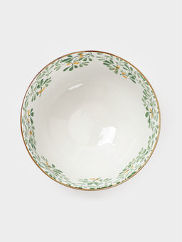 Салатник «Гармония лепестков», 750 мл, 15.5×5.5 см, фарфор, белая, зелёная