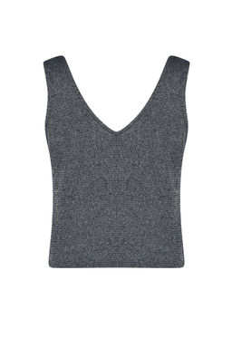 Gri Ince Basic V-Yaka Triko Bluz TWOSS23BZ00678 - Trendyolmilla фото 7