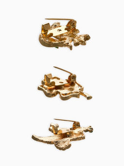 Броши "Голубь, клевер, подснежник" (набор 3шт), цветной в золоте