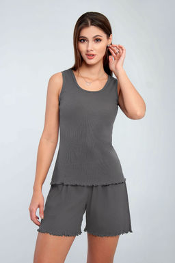 Арт. 9155/2 Пижама с шортами 42-50 (5 шт) Цвет:верх-темно-серый,низ-темно-серый