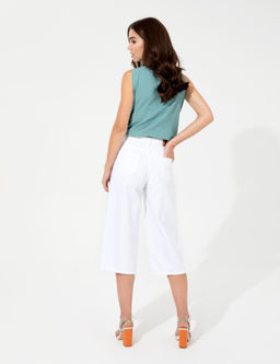 Beyaz Flare Cropped Kanvas Pantolon - Pierre cardin фото 4