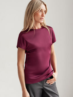 Блузка Vilatte D29.276 сатин винный  фото 8