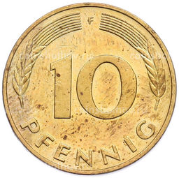 Монета 10 пфеннигов 1992 года F Германия
