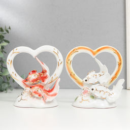 УЦЕНКА Фигурка керамика Золотые рыбки в сердце, 12?7.5?12 см, МИКС