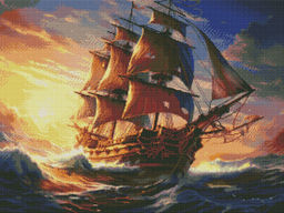 Вышивка крестиком 40х50см, Парусник