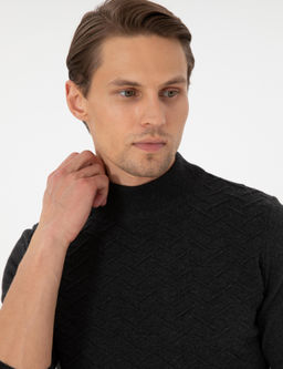 Antrasit Melanj Slim Fit Yar_m Bal_k__ Yaka Triko Kazak - Pierre cardin фото 2