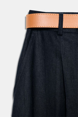 PANTAL?N CON LINO PINZAS CINTUR?N / Marino - Zara фото 3