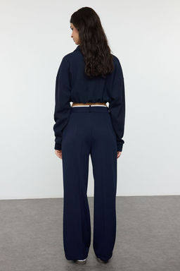 TRENDYOLMILLA Siyah Kemer Detayl? Wide Leg/Genis Paca Dokuma Pantolon TWOAW24PL00341 фото 5