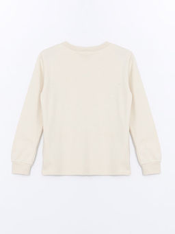 Bisiklet Yaka Bask?l? Uzun Kollu Erkek ?ocuk Ti??rt