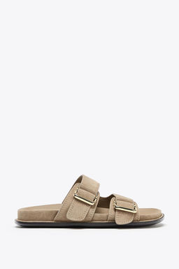 SPLIT SUEDE STRAPPY FLAT SANDALS - Zara фото 7