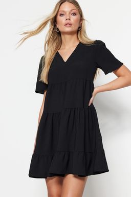 TRENDYOLMILLA Siyah Genis Kesim Mini Dokuma Elbise TWOSS20EL0400  фото 3