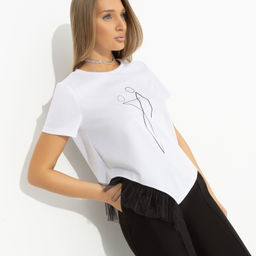 Футболка с декором из сетки Нарушая границы стиля