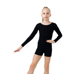 Купальник гимнастический Grace Dance, с шортами, с длинным рукавом, р. 30, цвет чёрный  фото 3